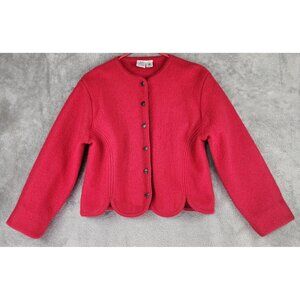 JG Hook Sweater Womens Medium Red Wool Button Up Long Sleeve Vintage Cardigan